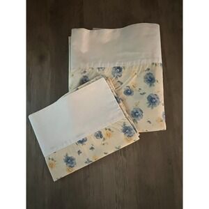 Springs Vintage Flat Bed Sheet &‎ Std Pillowcase Blue Floral For Double Bed GVC!